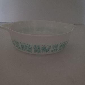 Vtg Pyrex Amish Butterprint 471 Turquoise & White 1 pt Casserole Dish No Lid
